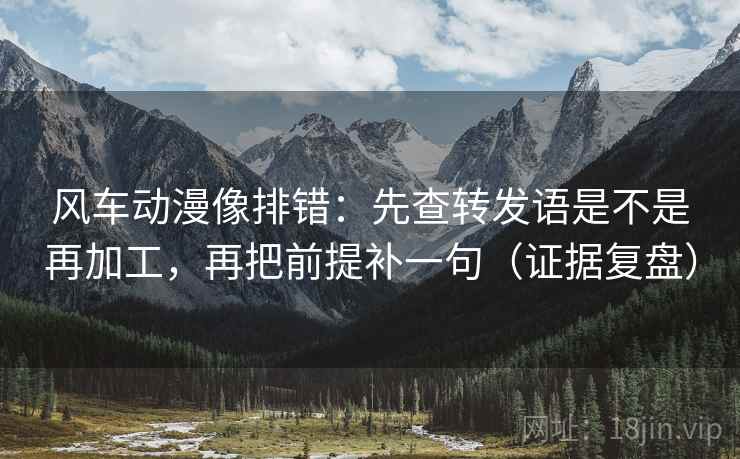风车动漫像排错：先查转发语是不是再加工，再把前提补一句（证据复盘）