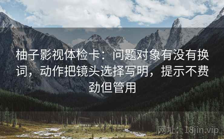 柚子影视体检卡:问题对象有没有换词,动作把镜头选择写明,提示不费劲但管用 柚子影视体检卡:问题对象有没有换词,动作把镜头选择写明,提示不费劲但管用